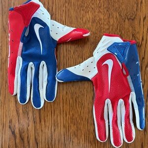 Nike Red and Blue Youth Football Gloves